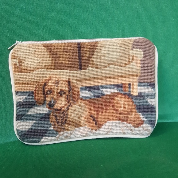 Handbags - Dachshund Needlepoint Zip Pouch